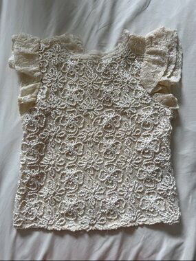 ZARA | Lace Crocheted Cream Women's Top - M